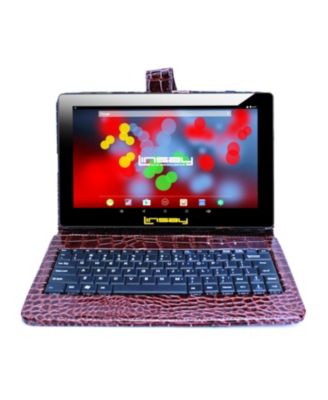 LINSAY - 10.1" New Tablet Quad Core 32GB Android 10 Exclusive Luxury Bundle with Brown Crocodile Style Keyboard