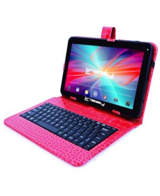 10.1" Tablet Octa Core 128GB with Exclusive Luxury Red Crocodile Style Keyboard Newest Android 15