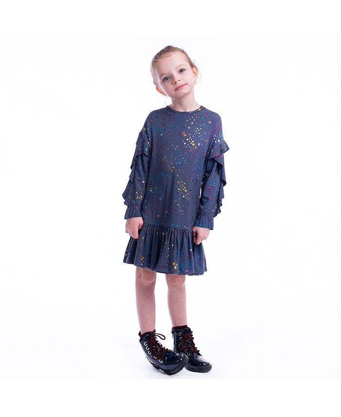 IMOGA Collection Little Girls Lisa FW23 Star Mettalic Jersey Dress - Macy's
