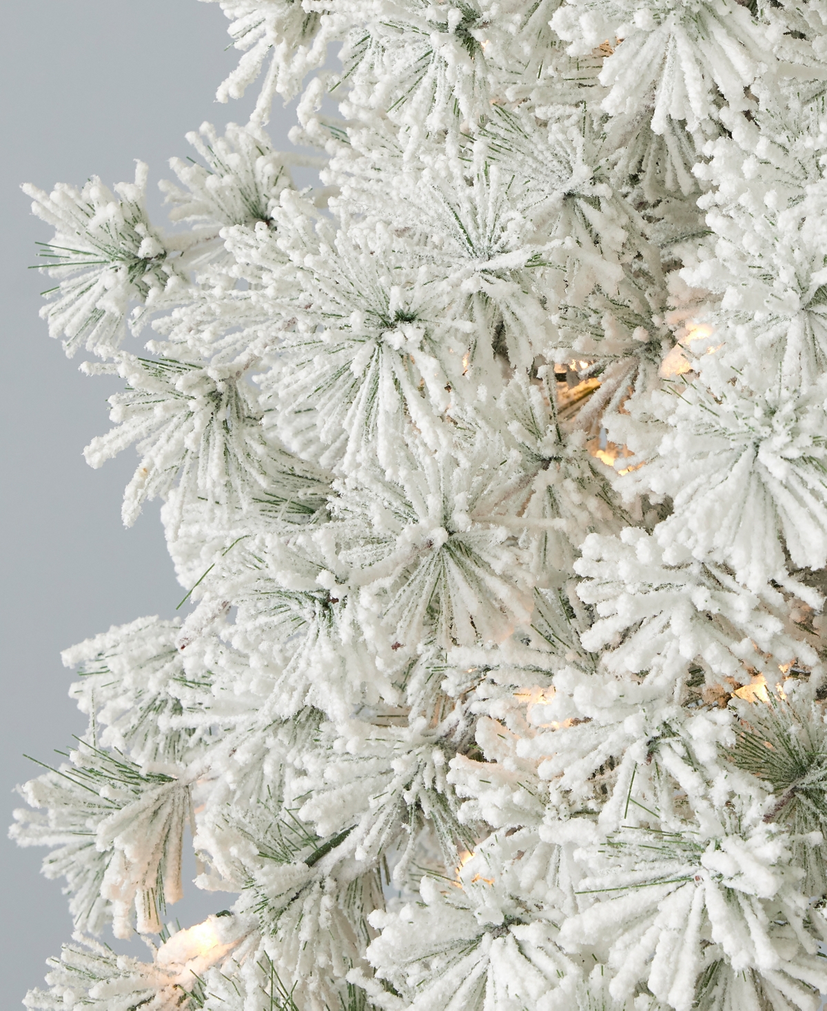Seasonal Flocked Winter Fir Pre-Lit Flocked Hard Needle Tree with Metal Stand 1198 Tips, 400 Warm Led, Remote, Ez-Connect, Storage Bag