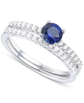 Lab-Grown Emerald (3/8 ct. t.w.) & Lab-Grown White Sapphire (3/8 ct. t.w.) Bridal Set in 14k Gold-Plated Sterling Silver (Also in Ruby & Blue Sapphire)