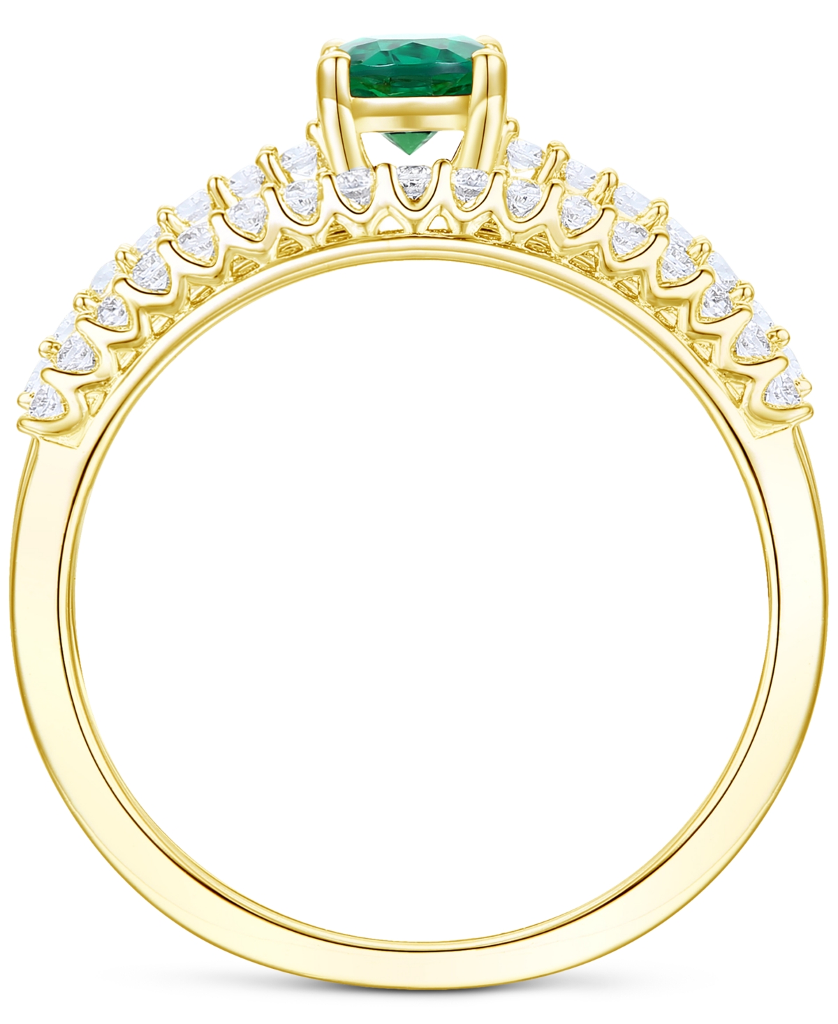 Lab-Grown(3/8 ct. t.w.) & Lab-Grown White Sapphire (3/8 ct. t.w.) Bridal Set in 14k Gold-Plated Sterling Silver (Also in Ruby & Blue Sapphire
