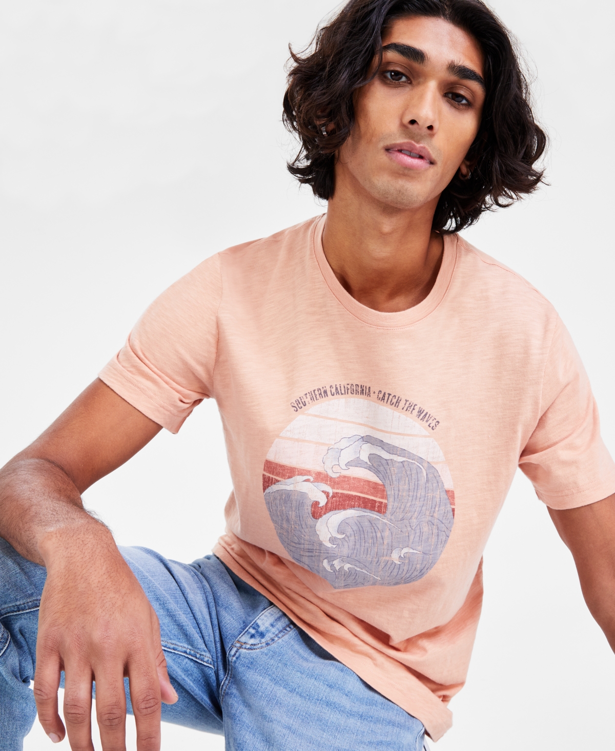 Shop Sun + Stone Men's Catch The Waves Graphic T-shirt, Created For Macy's In Fin