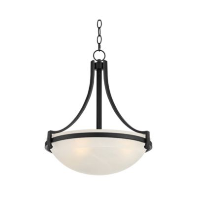 Marmelized Black Metal Pendant Chandelier 20" Wide Modern Marbleized Glass Bowl Shade Fixture for Dining Room House Foyer Entryway Kitchen Bedroom Living Room High Ceilings