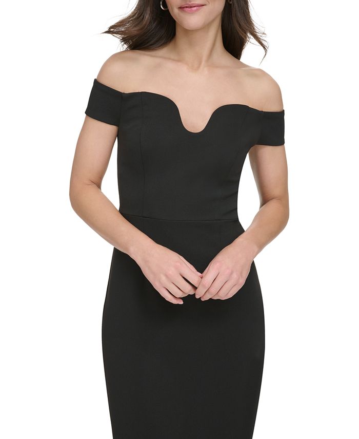 Vince camuto notched off the shoulder trumpet gown hot sale