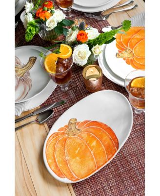 Pumpkins Small Oval Platter w/ Pumpkin