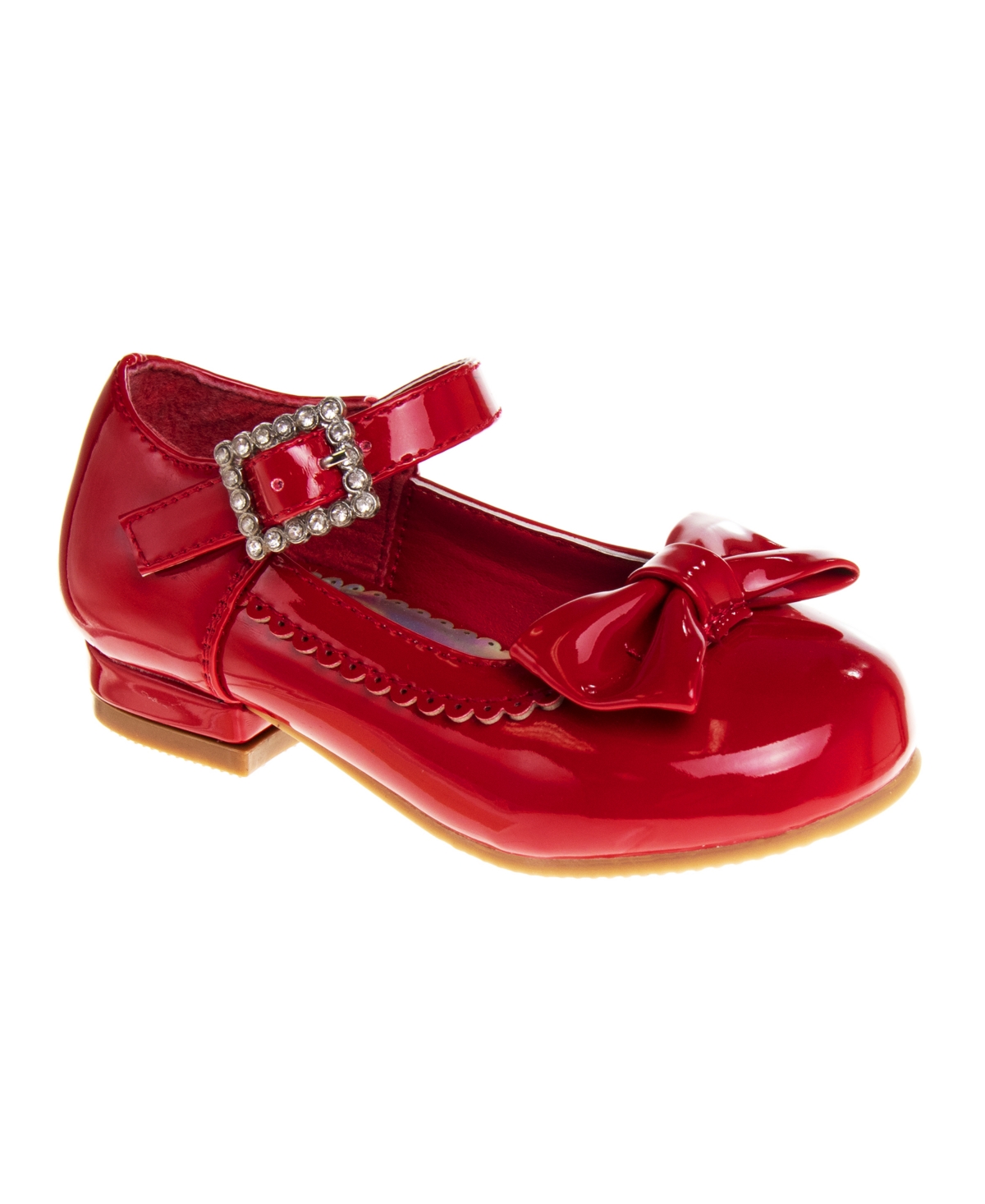 Josmo Kids' Little Girls Bow Detail Low Heeled Dress Shoes In Red Patent
