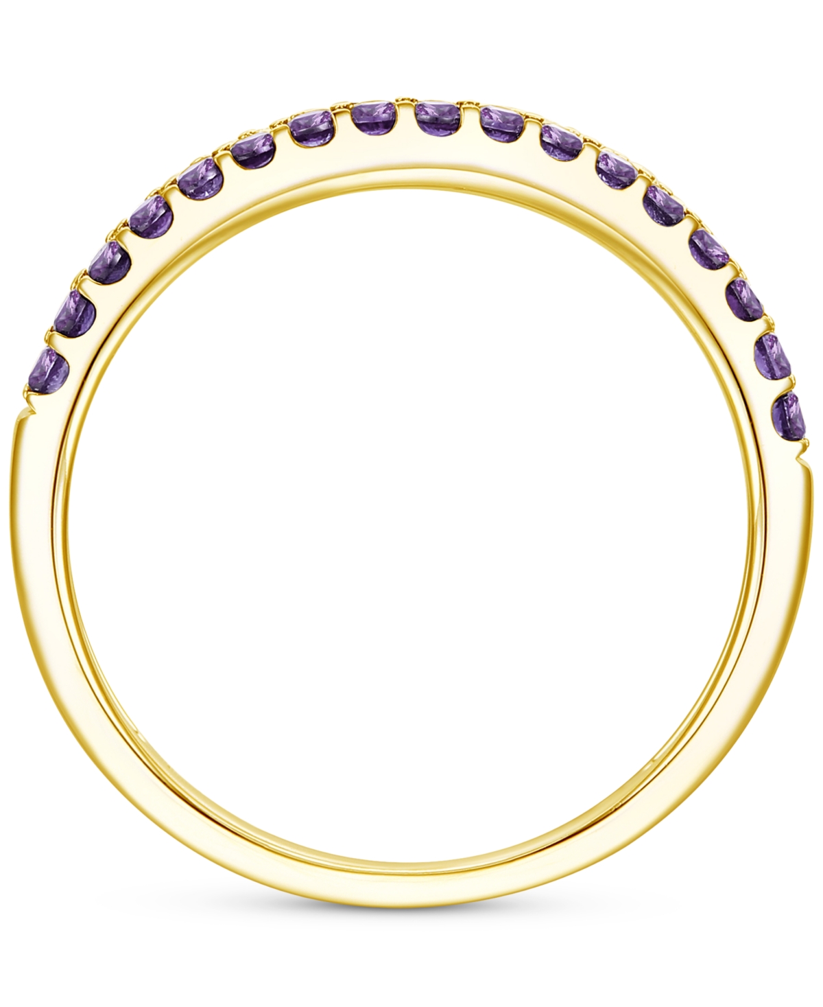 Shop Macy's Amethyst (1/4 Ct. T.w.) & Lab-grown White Sapphire (1/4 Ct. T.w.) Two Row Stack Ring In 14k Gold-pla In Ruby