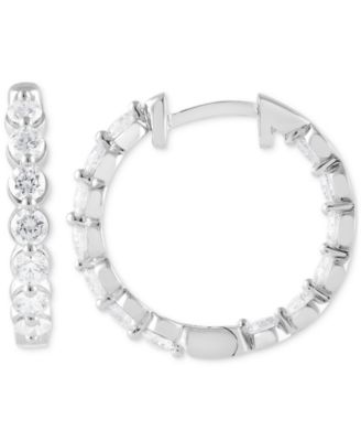 Lab Grown Diamond Bezel In & Out Small Hoop Earrings (2 ct. t.w.) in 14k White, Yellow or Rose Gold