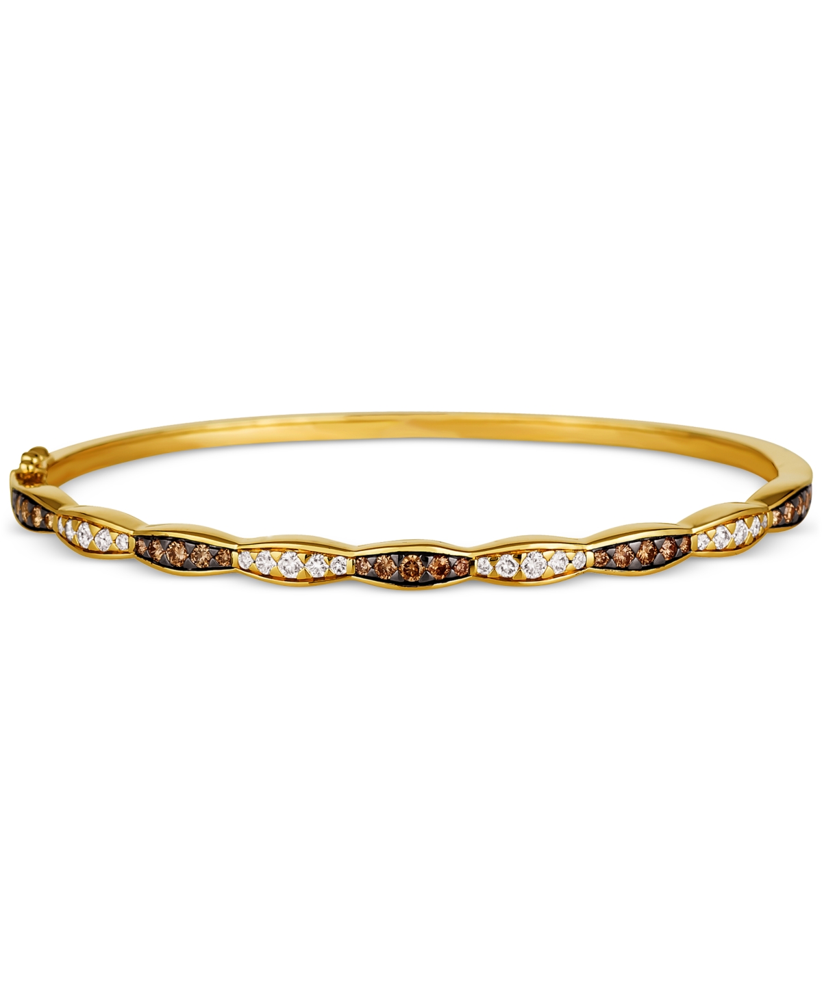 Le Vian Nude Diamond & Chocolate Diamond Scalloped Bangle Bracelet (7/8 Ct. T.w.) In 14k Gold In K Honey Gold Bangle