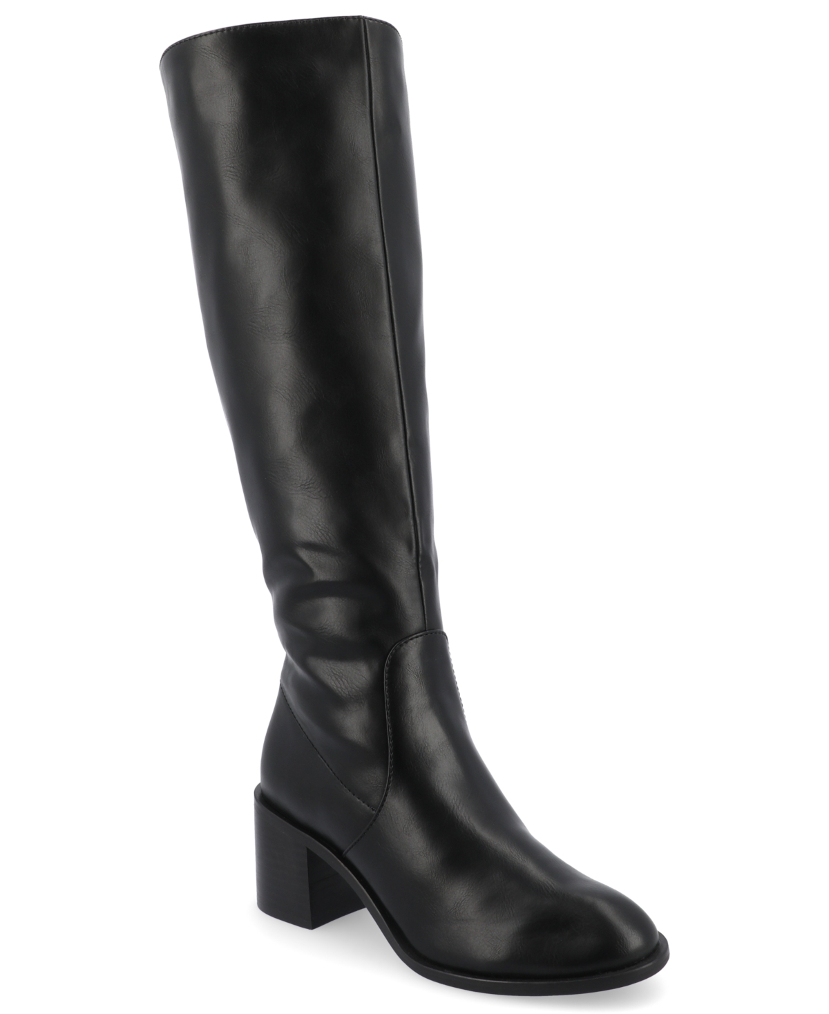 JOURNEE COLLECTION WOMEN'S ROMILLY ROUND TOE BLOCK HEEL KNEE HIGH BOOTS 
