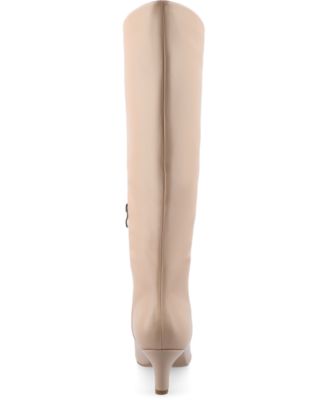 Women's Tullip Kitten Heel Pointed Toe Knee High Dress Boots