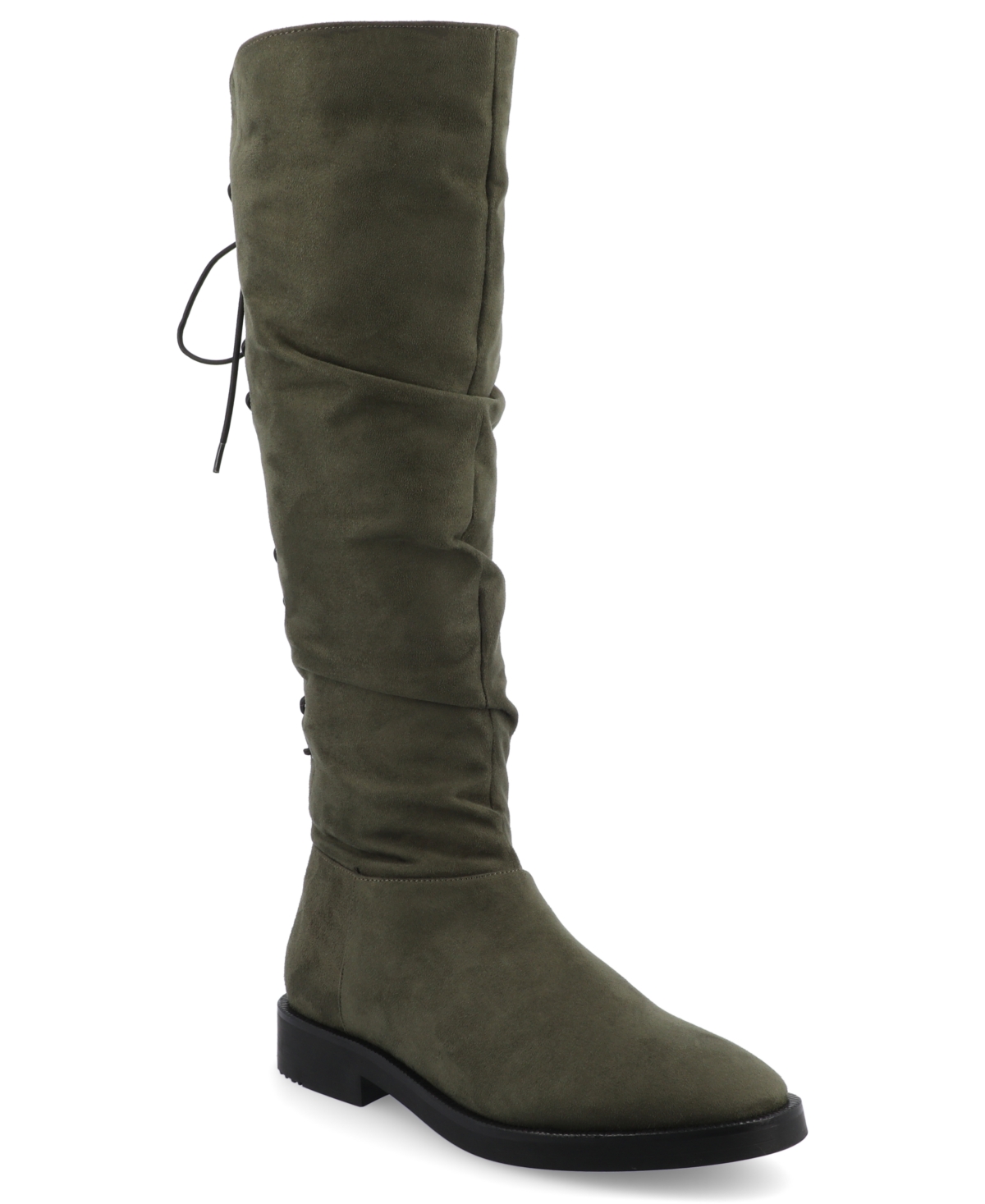 Journee Collection Women's Mirinda Wide Calf Rouched Stretch Knee High Boots