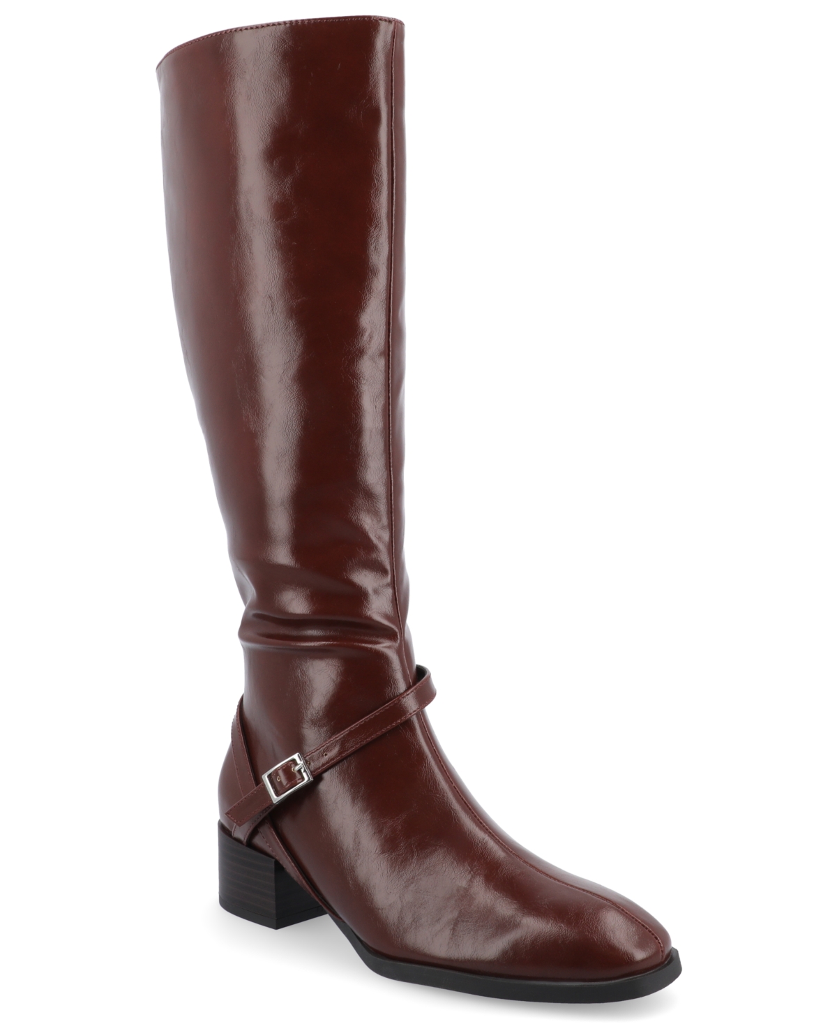 JOURNEE COLLECTION WOMEN'S RHIANAH BLOCK HEEL KNEE HIGH RIDING BOOTS 