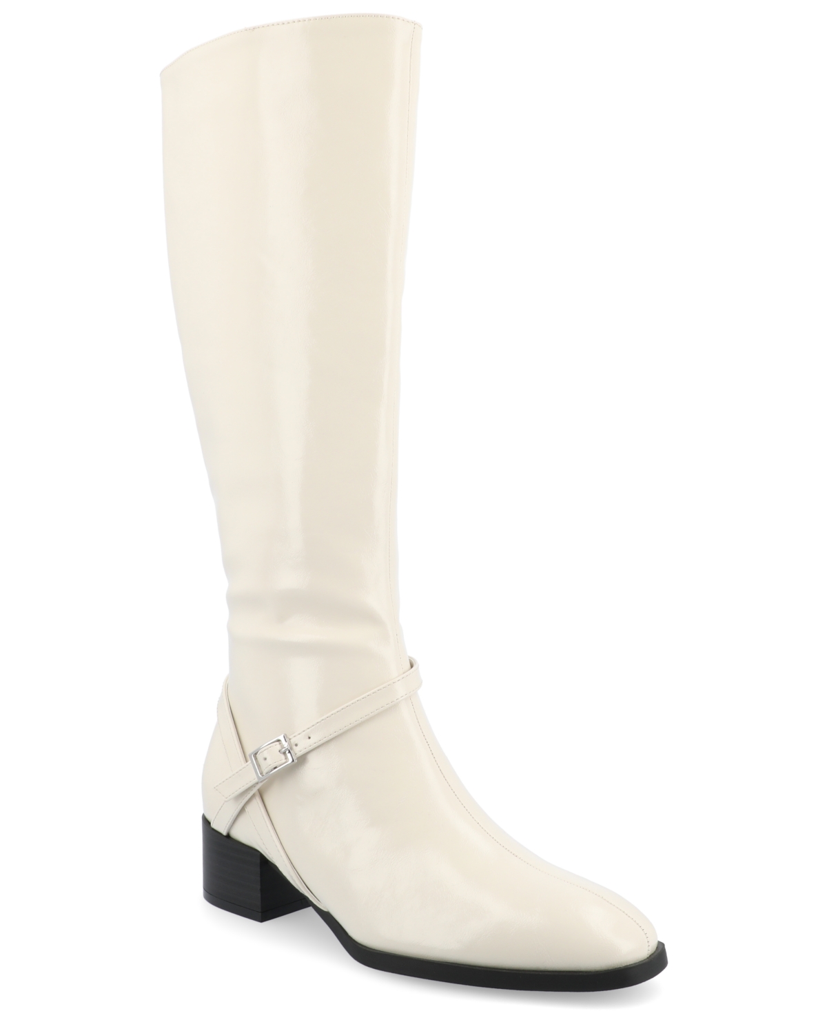 Journee Collection Women's Rhianah Wide Width Wide Calf Block Heel Knee High Riding Boots In Ivory