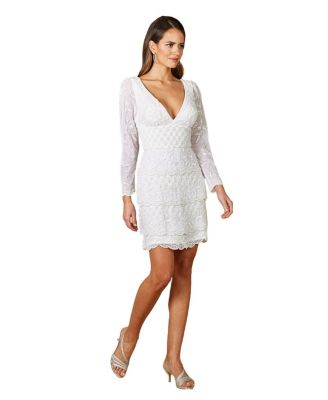 Women's Lara Goldie Beaded V-Neck Mini Dress - Macy's