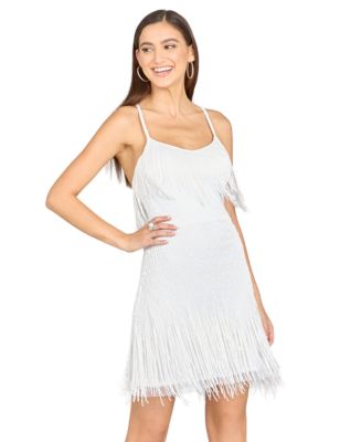 Spaghetti Strap Fringe Trim Dress