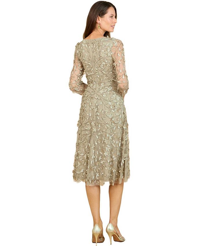 Lara Women's Flowing, 3D Embroidered Midi Dress with Sleeves Macy's