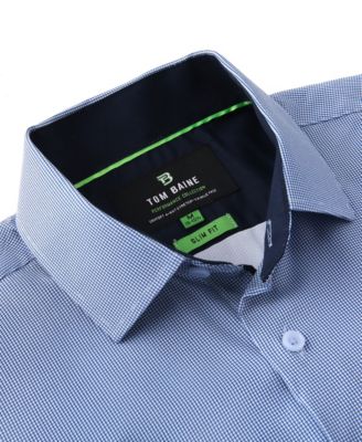 Men's Performance Stretch Mini Plaid Button Down Dress Shirt