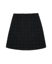 Chanel Womens 04P Metallic Tweed Floral Slit Layered Mini Skirt Black White  FR44