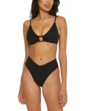 BECCA Fern/Black Handkerchief Reversible Bikini Swim Top, US Small/F, NWOT