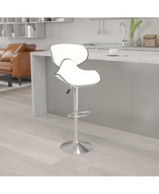 Contemporary Cozy Mid-Back Vinyl Adjustable Height Barstool