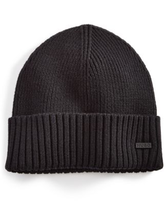 HUGO - Men's Xucy Wool Logo Cuffed Beanie