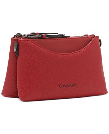 Calvin Klein Chrome Adjustable Zip Crossbody with Zippered Pouch
