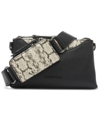 Chrome Adjustable Zip Crossbody with Zippered Pouch