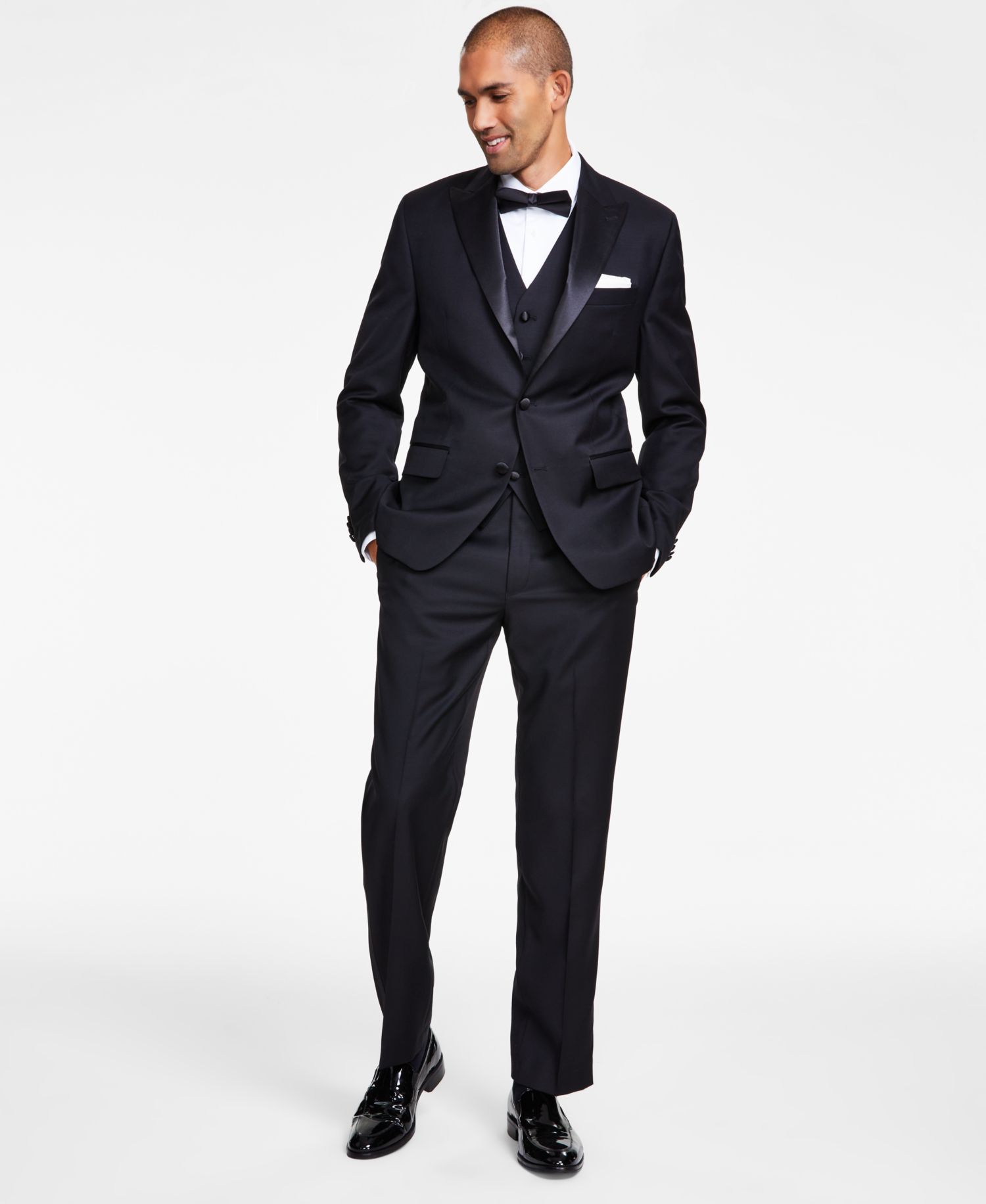 Men's Classic-Fit Stretch Black Solid Tuxedo Separates