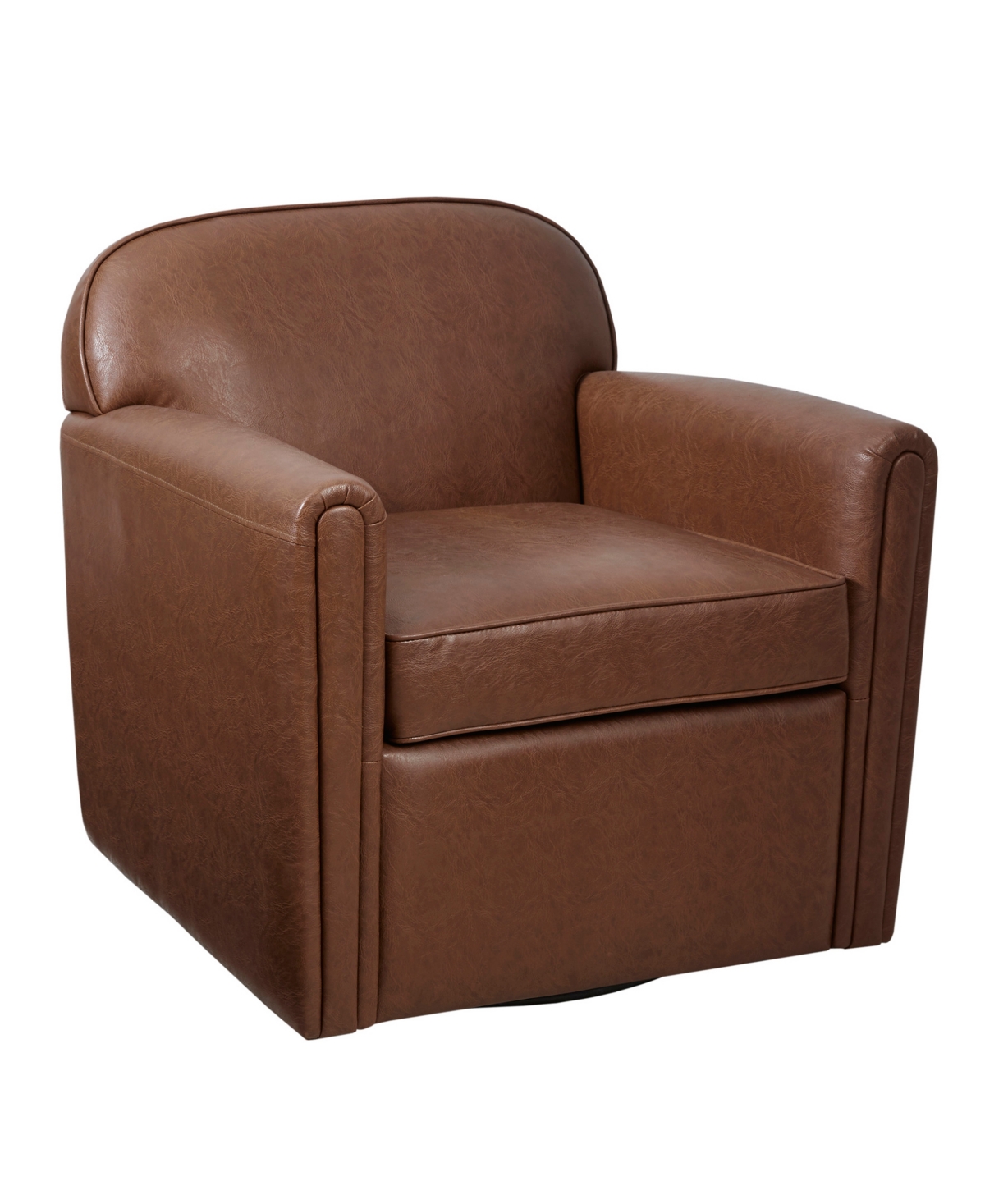 Madison Park Archer 30.5" Wide Faux Leather 360 Degree Swivel Arm Chair In Brown