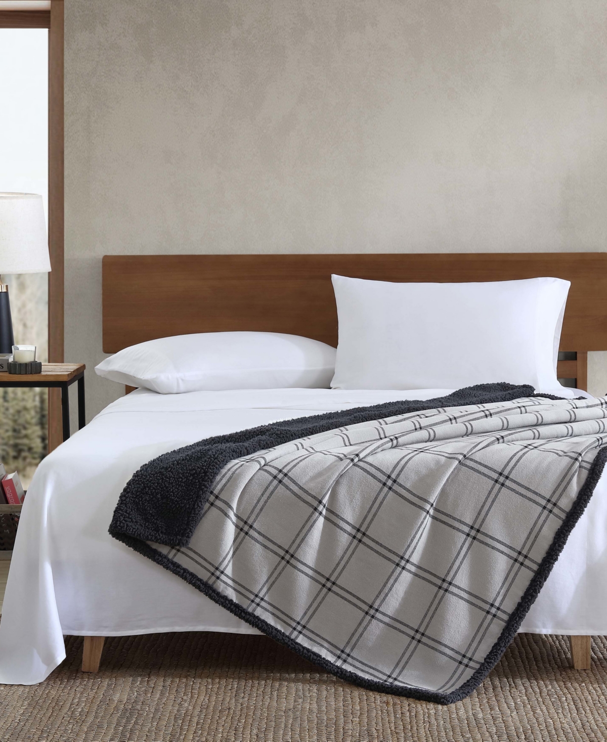 Eddie Bauer Kettle Falls Plaid Cotton Yarn Dye Flannel Reversible Throw Blanket, 60 