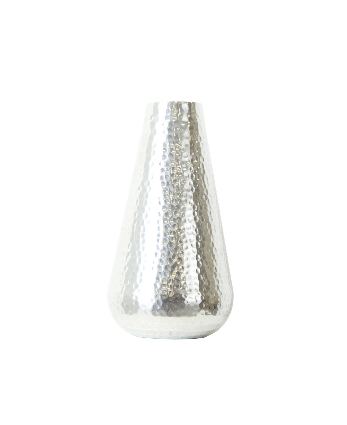 Nearly Natural 12" Aluminium Tear Drop Flower Vase In Silver