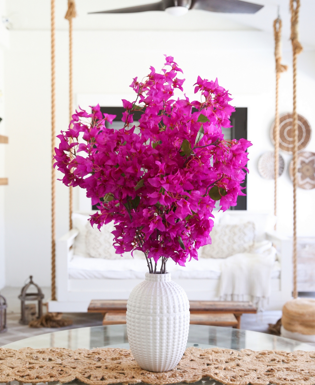 Nearly Natural 40in Artificial Bougainvillea Arrangement With Vase In Pink
