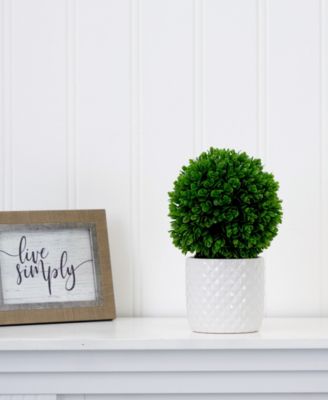 10" Artificial Boxwood Topiary Plant with Decorative Planter