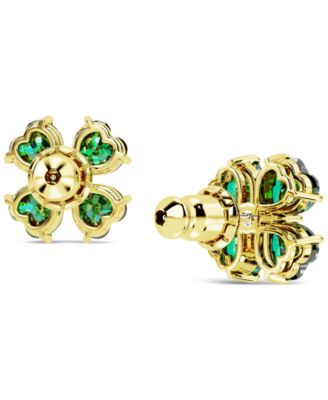 Gold-Tone Idyllia Green Crystal Stud Earrings