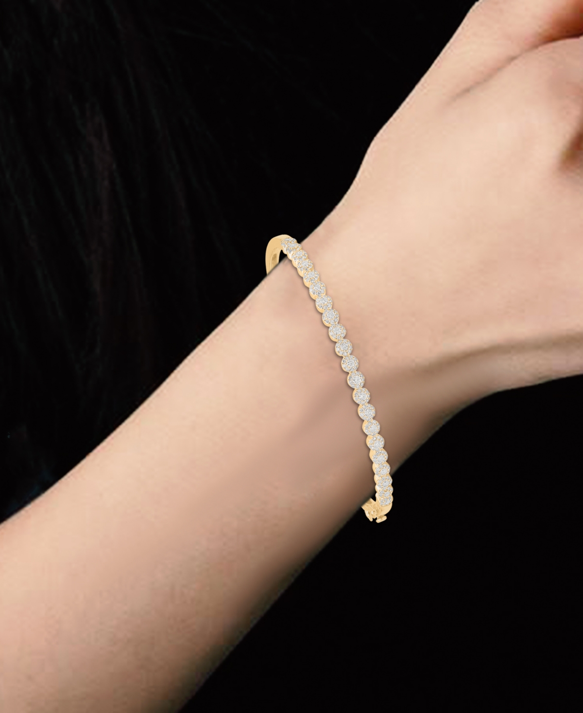 Shop Macy's Diamond Mini Halos Bangle Bracelet (1 Ct. T.w.) In 14k Gold In K Yellow Gold