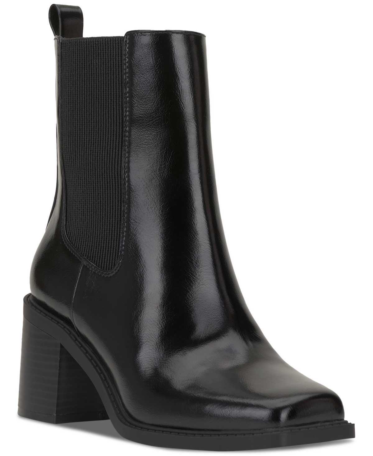I.n.c. International Concepts Women's Mapiya Square-toe Booties, Created For Macy's In Black Smooth