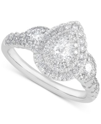 Macy's - Diamond Pear-Cut Halo Engagement Ring (1 ct. t.w.) in 14k White Gold