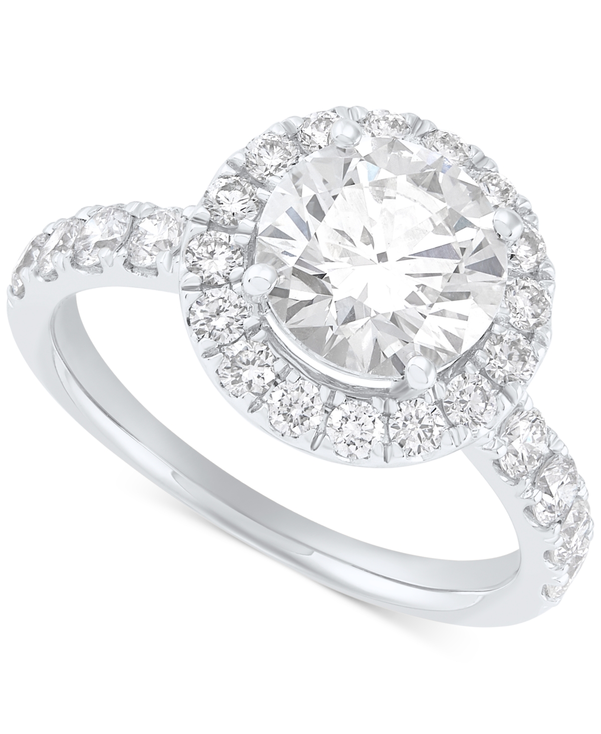 Igi Certified Lab Grown Diamond Halo Engagement Ring (3 ct. t.w.) in 14k White Gold - White Gold