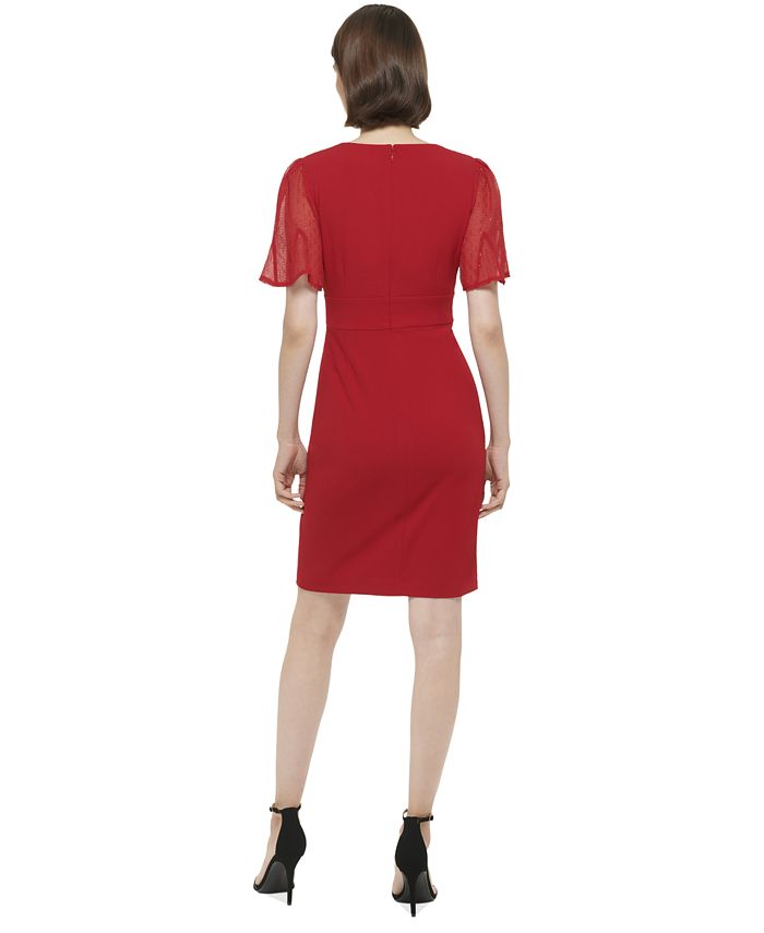 By Debra Girls Milly Gold/Blue Tweed Flutter Sleeve Sheath Dress