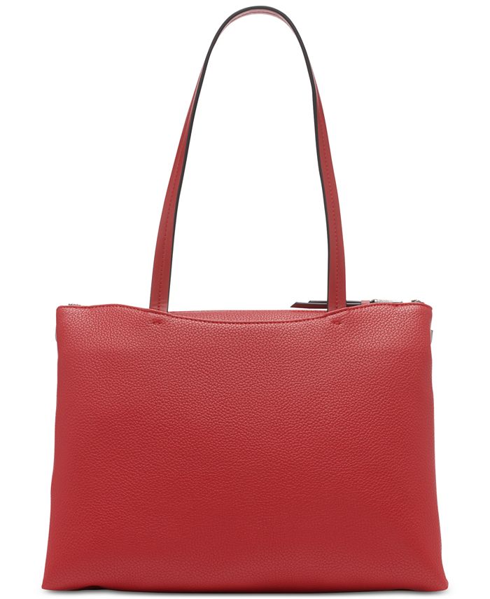 Calvin Klein Chrome Top Zipper Convertible Tote with Zippered Pouch