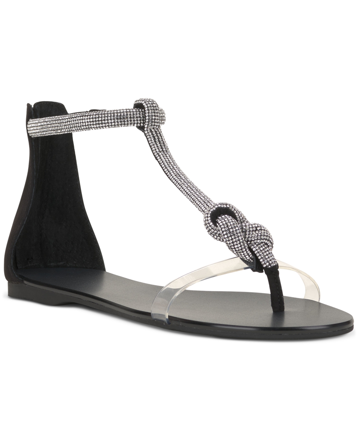 Inc International Concepts Women's Germani Knot Flat Sandals, Created For Macy's In Black Bling