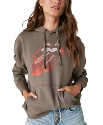 Lucky Brand - Women's Rolling Stones Graphic Print Cotton Hoodie Top