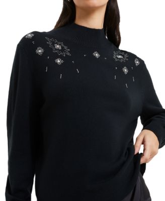 French Connection - Women's Embellished Mock-Neck Sweater