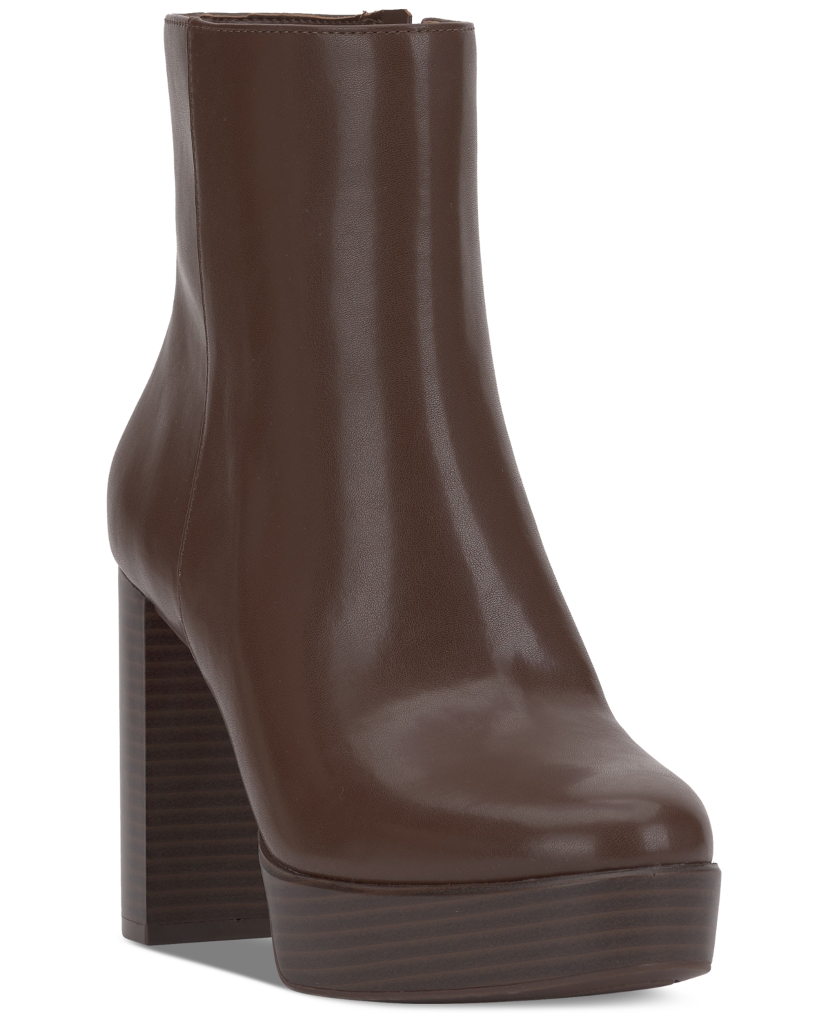 Women's Galsuenda Platform Booties, Created for Macy's - Brown Smooth