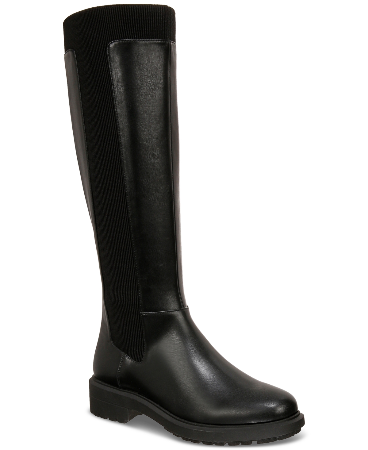 Women's Tamira Knee High Riding Boots, Created for Macy's - Black Smooth