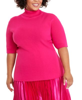 Anne Klein - Plus Size Elbow-Sleeve Turtleneck Sweater