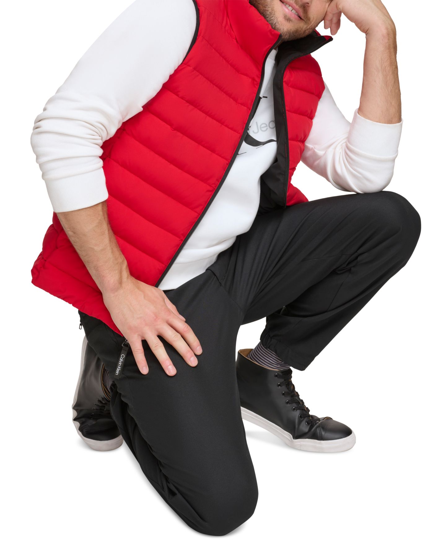 Мужской жилет Calvin Klein Stretch Puffer Vest, цвет: Глубокий красный — фото 4