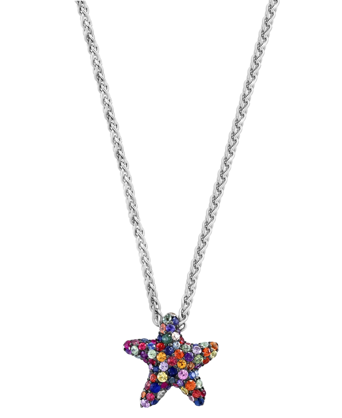 Effy Collection Effy Multi-sapphire Starfish 18" Pendant Necklace (2-7/8 Ct. T.w.) In Sterling Silver